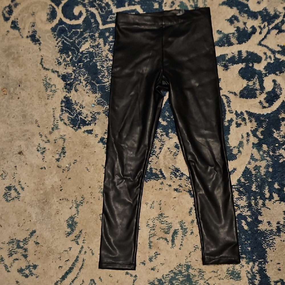H&M Black Faux Leather Kids Leggings